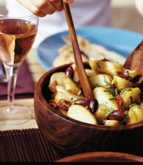 New potato, sun-dried tomato and olive salad
