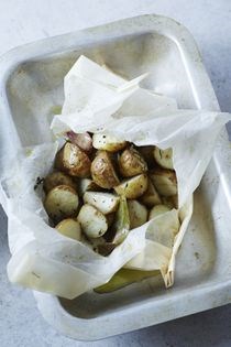 New potatoes baked in a bag