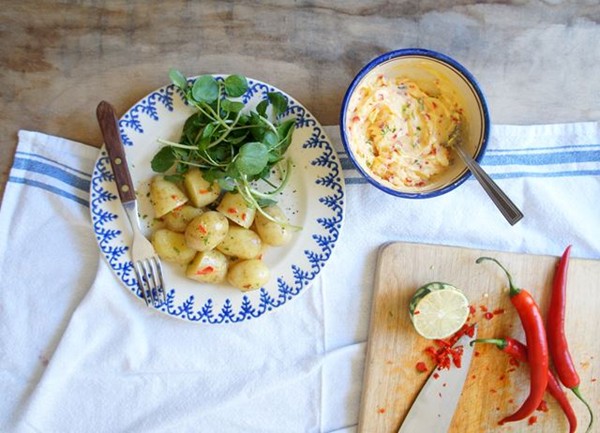 New potatoes with chilli and lime butter