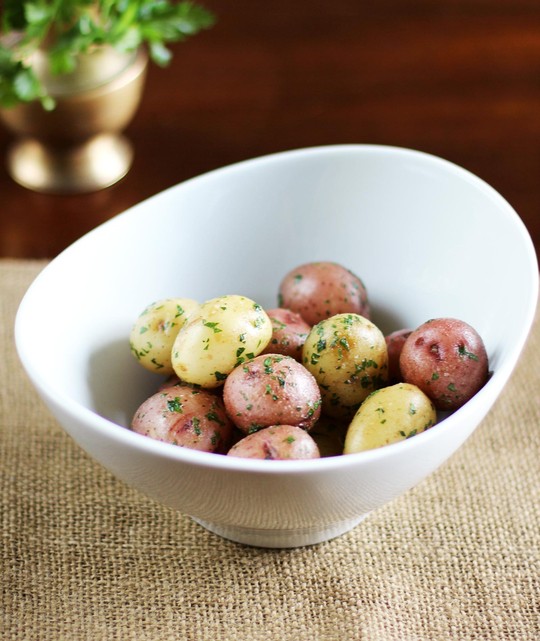 New potatoes with herbs and anchovy butter