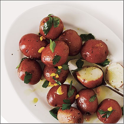 New potatoes with parsley and saffron