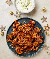 New potatoes with spring onion creme fraiche