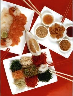 New Year raw fish salad (Yu sheng)
