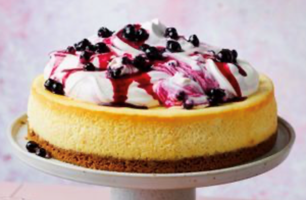 New York cheesecake with jammy blueberries