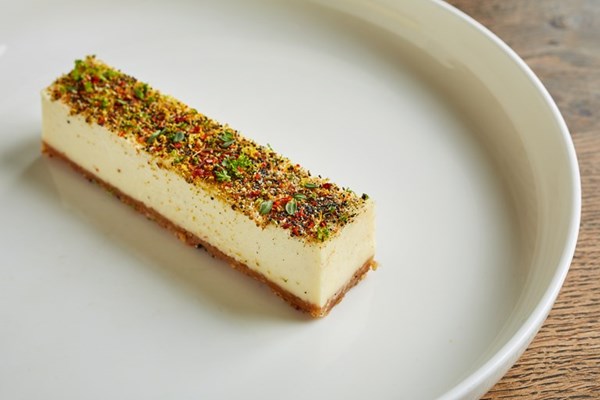 New York-style cheesecake with citrus zest and aromatics
