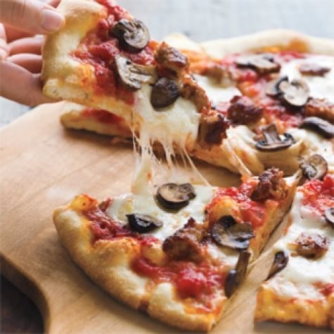 New York-style sausage & mushroom pizza