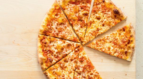 New York-style thin-crust pizza