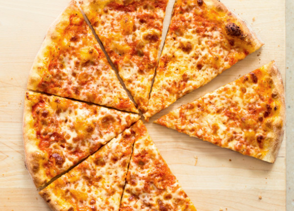 New York-style thin-crust pizza