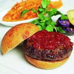 New Zealand venison burgers with tomato chilli jam