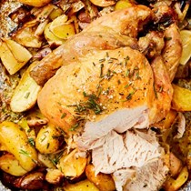 Nigella Lawson’s roast chicken with lemon, rosemary, garlic and potatoes