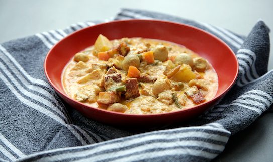 Nine 'jewels' in a creamy nutty korma (Navratan korma)