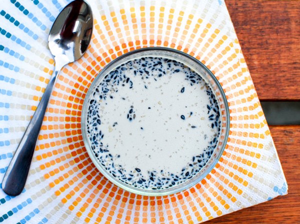 No-bake black sesame and honey puddings