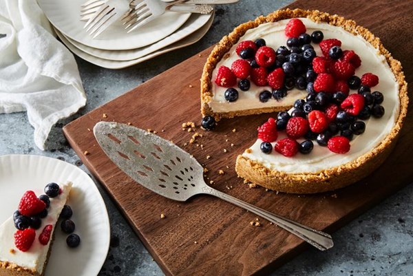 No-bake cheesecake with a pretzel crust 