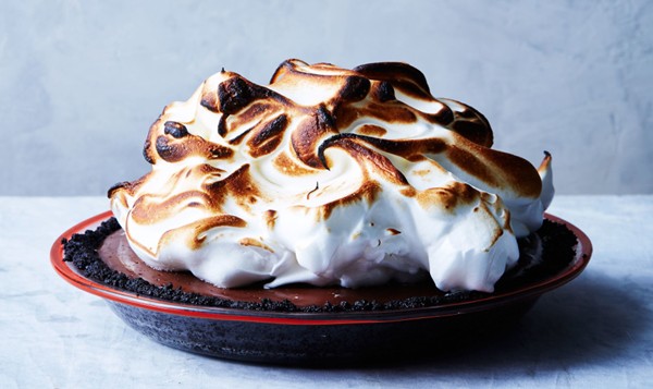 No-bake chocolate cream pie with toasted meringue