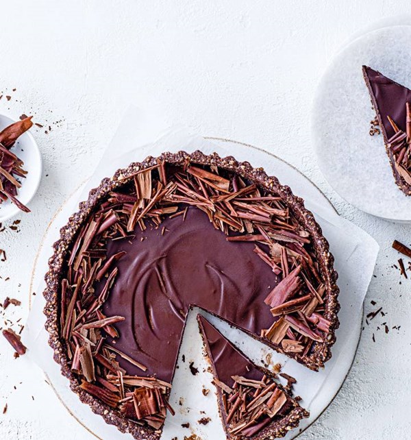 No-bake dark chocolate and nut tart [Surina Sehgal]