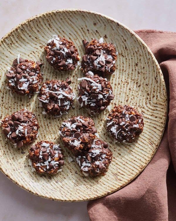 No-bake double chocolate chip cookies with almond butter