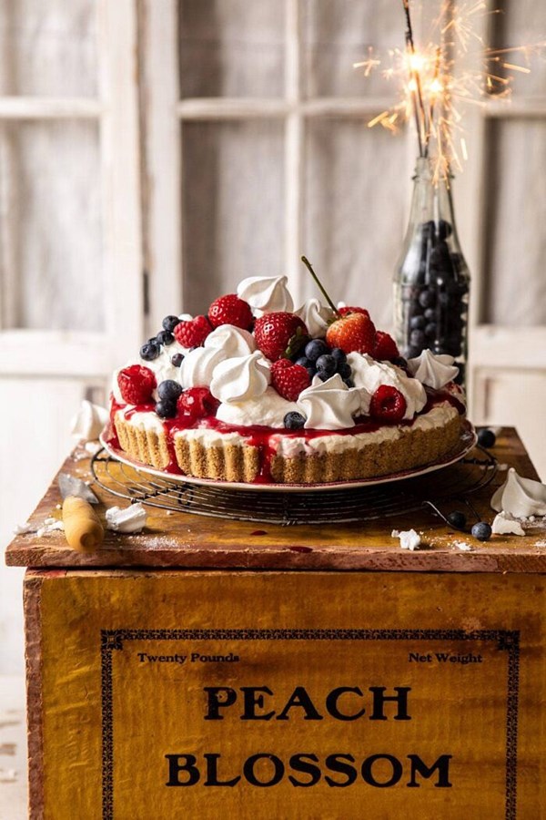 No-bake Eton mess berry cheesecake