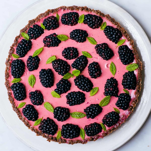 No-bake lemon and blackberry posset tart