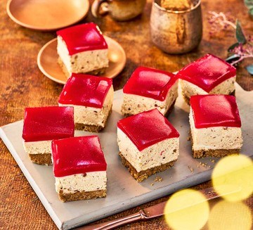 No-bake PB&J cheesecake squares