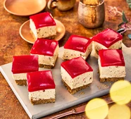 No-bake PB&J cheesecake squares