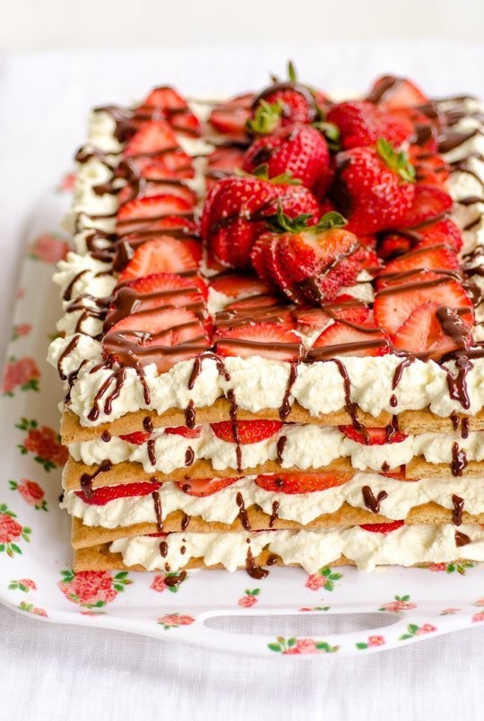 No-bake strawberry icebox cake