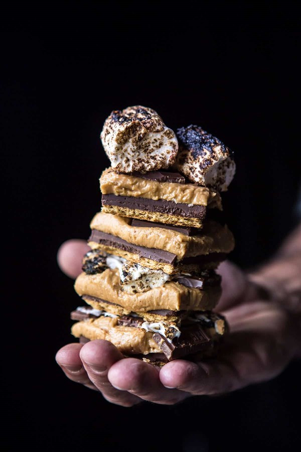 No-bake triple decker peanut butter s'mores bars