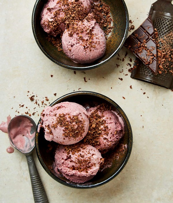 No-churn cherry and marzipan ice-cream
