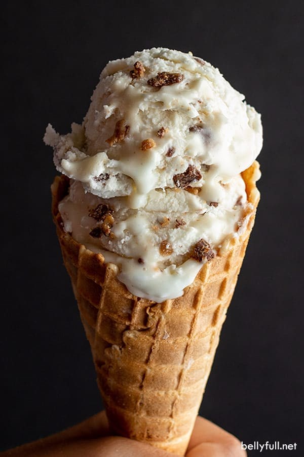 No-churn ice cream with toffee and chocolate bits