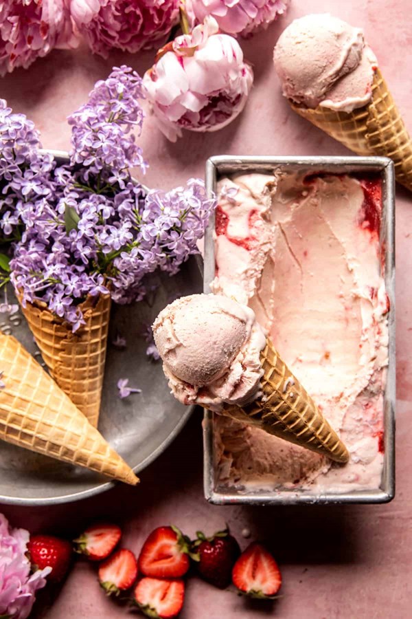 No churn strawberry jam ice cream