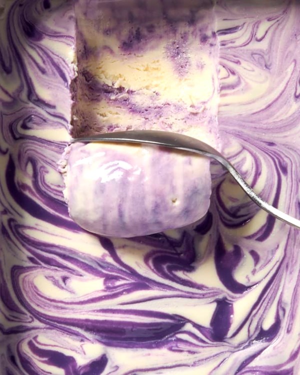 No-churn ube swirl ice cream
