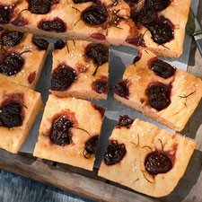 No-knead balsamic-glazed cherry focaccia