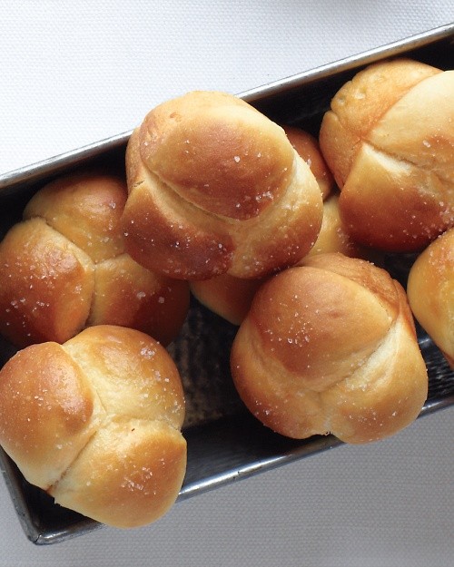 No-knead cloverleaf rolls