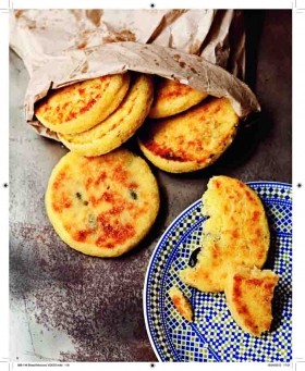 No-knead harcha round stuffed with cheese or meat