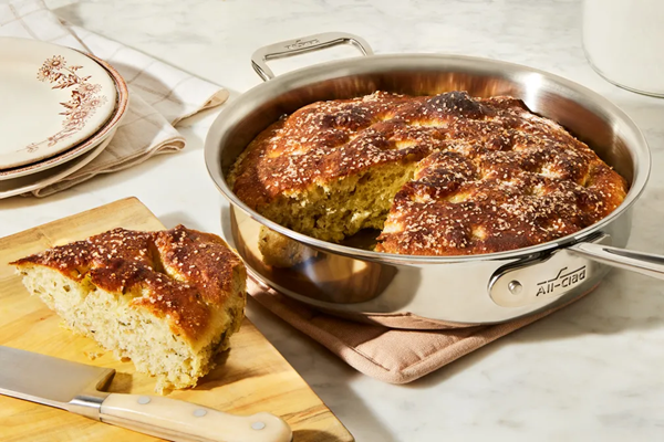No-knead skillet focaccia