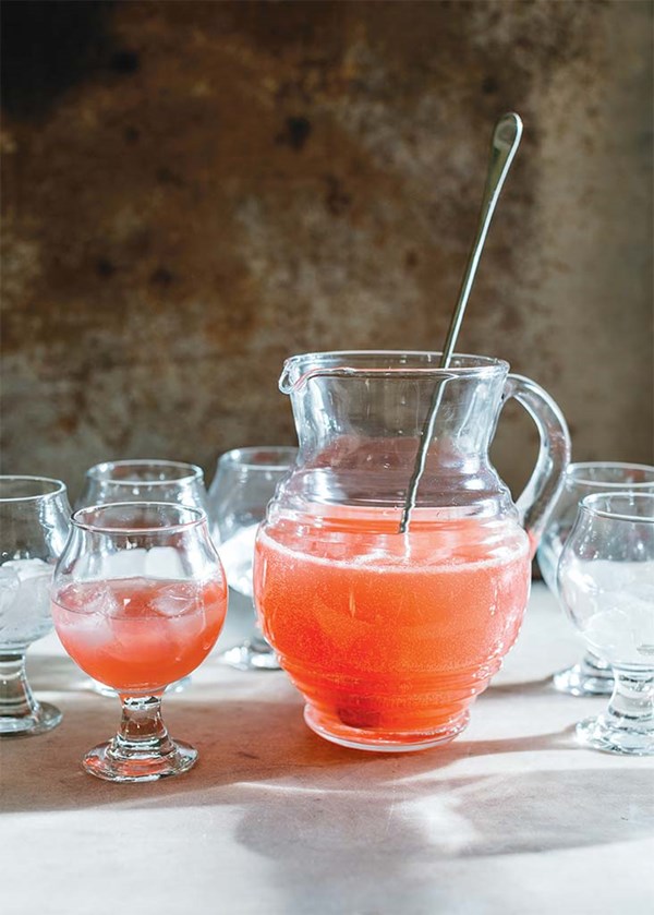 Non-alcoholic rhubarb-lemon soda