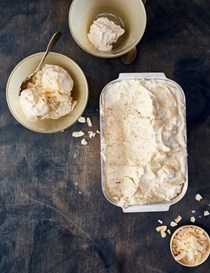 Nonya kaya ripple ice cream with toasted coconut