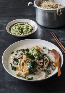 Noodle pot with Thai pesto