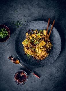 Noodles with XO sauce and eggs