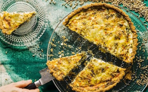 Nordic cheese, spinach and rye tart  