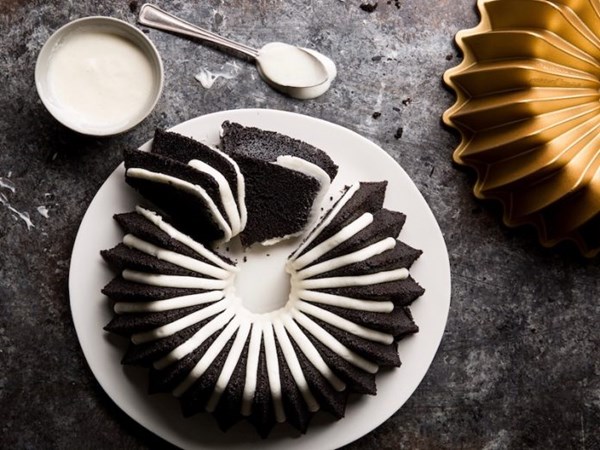 Nordic Ware black cocoa bundt cake