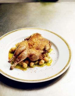 Norfolk quail, chickpeas and chermoula