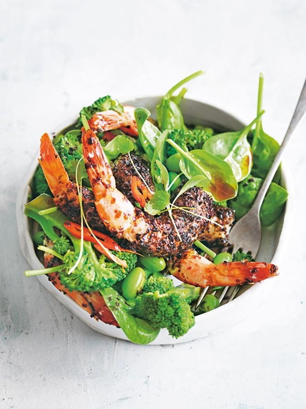 Nori prawn salad with broccolini