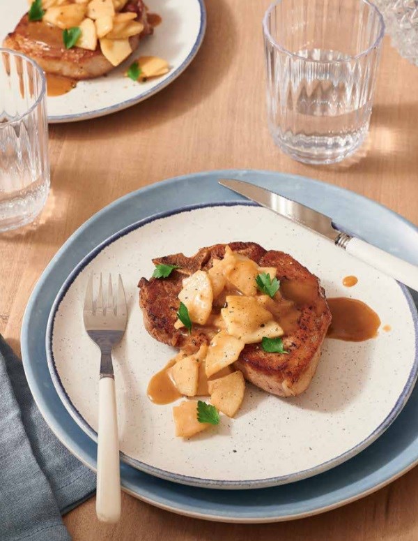 Normandy pork chops with Calvados and apples