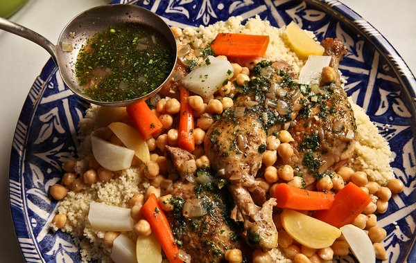 North African chicken with spicy green sauce