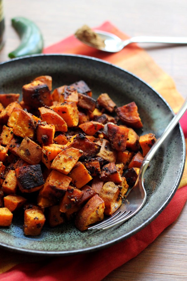North Indian-spiced roasted sweet potatoes