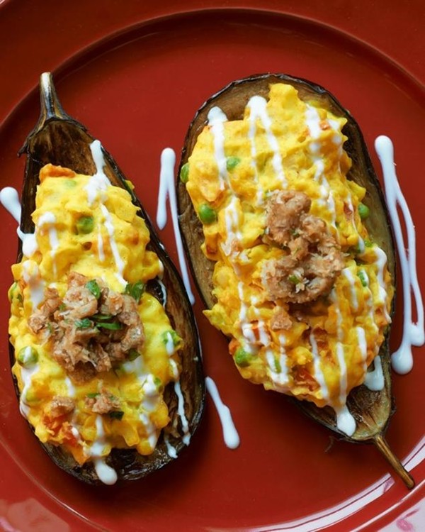 North Indian stuffed eggplant