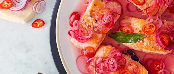 Norwegian fjord trout and sweet onion escabeche