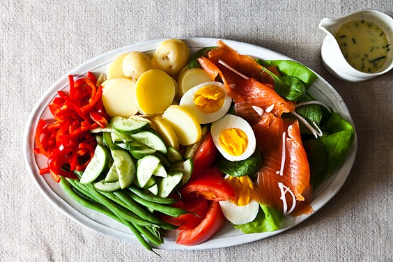 Not-quite Niçoise with lime-chive cream