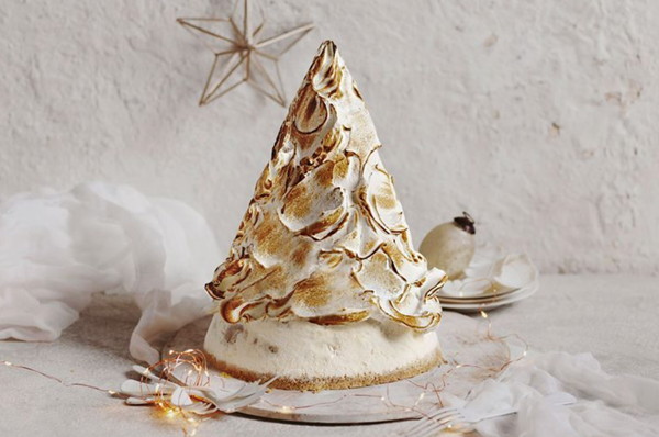 Nougat caramel bombe Alaska tree