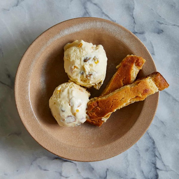Nougat ice-cream and fennel biscuits